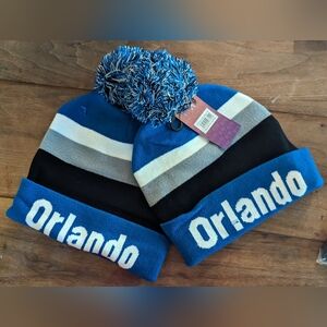 Pair Of New Orlando Knit Beanie With Orlando Magic Colors